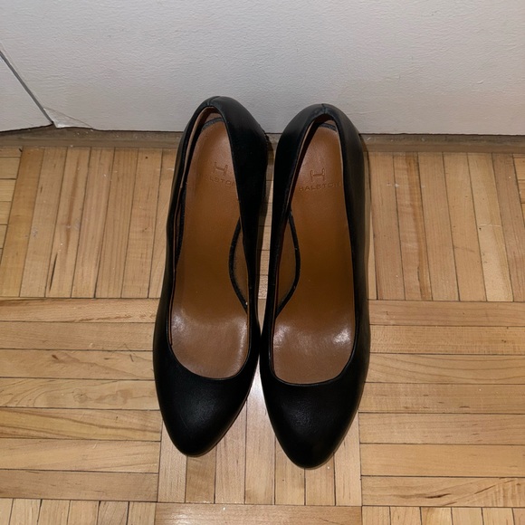 Halston Studded Leather Block Heel - Picture 2 of 7